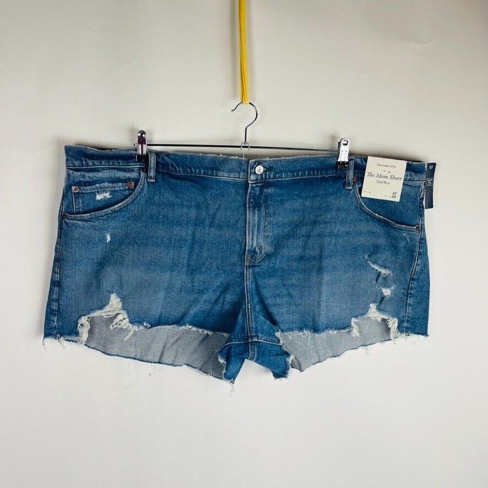 New Abercrombie & Fitch Womans Sz 37 24 Plus Shorts Mid Rise Distressed Mom NWT - Picture 3 of 10